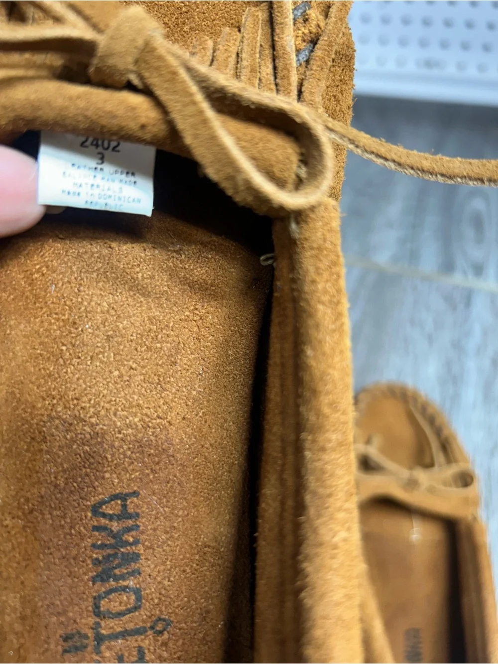 Minnetonka Kids Suede Fringe Moccasins - Tan